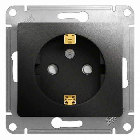 Systeme Electric Glossa Антрацит Розетка с/з со шторками, 16А