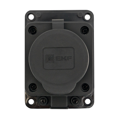 EKF Basic Розетка настенная с защитной крышкой каучуковая 230В 2P+PE 16A IP44