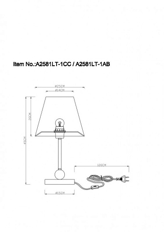 Настольная лампа ARTE Lamp A2581LT-1AB
