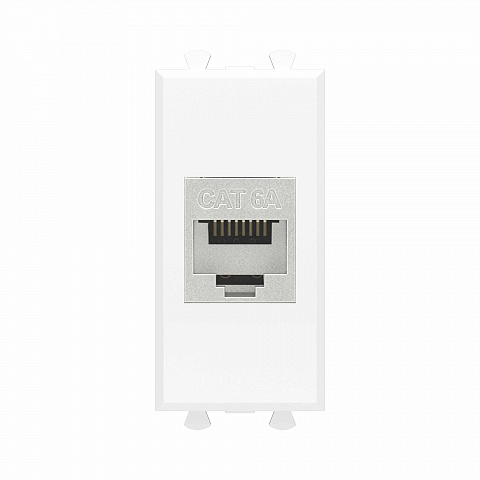 DKC Компьютерная розетка RJ-45 без шторки модульная, кат.6А экранированная, "Avanti", "Белое облако", 1 модуль