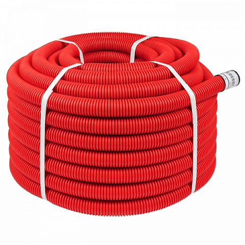 EKF PROxima Труба гофрированная двустенная гибкая ПНД d 40 с зондом (50 м) красная,