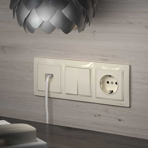 Телефонная розетка RJ11 Werkel слоновая кость W1182003 4690389155888