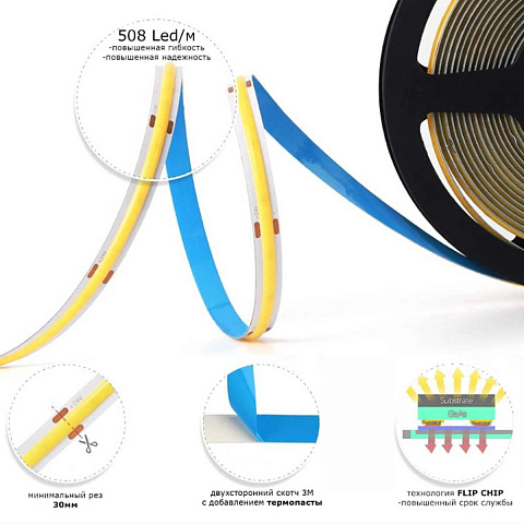 Светодиодная лента ST Luce 12W/m COB 3000K 5M ST5018.312.20