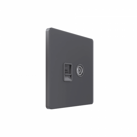 Systeme Electric Systeme Infinity Вулканический пепел Розетка информационная TV/FM и RJ-45 кат.5е