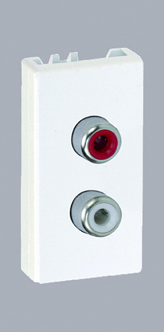 Simon Connect Белая Плата с 2-мя разъёмами RCA (чёрный, красный), 22,5х45мм