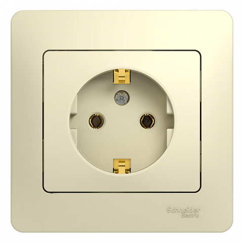 Systeme Electric Glossa Беж Розетка с/з (в сборе с рамкой)