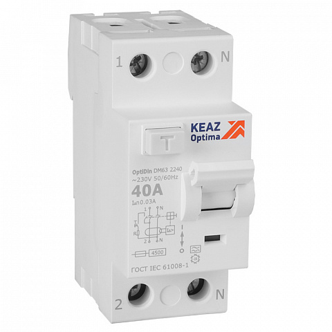 ВДТ без защиты от сверхтоков OptiDin DM63-2240-A-4,5-УХЛ4 (2P, 40, 30mA)