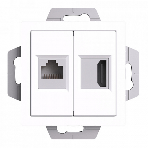 Systeme Electric AtlasDesign Белый Розетка двойная HDMI+RJ45, кат.5Е, механизм