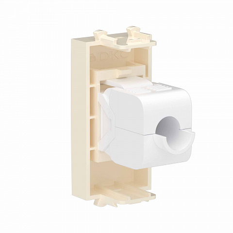 DKC Компьютерная розетка RJ-45 без шторки модульная, кат.6, "Avanti", "Ванильная дымка", 1 модуль