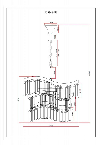 Каскадная люстра Moderli V10768-8P