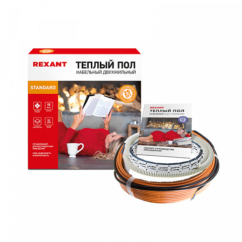 Теплый пол RND -20-300 (300Вт/20м/ S обогрева, м2: 1,3-2,6) (двух жильный) Rexant
