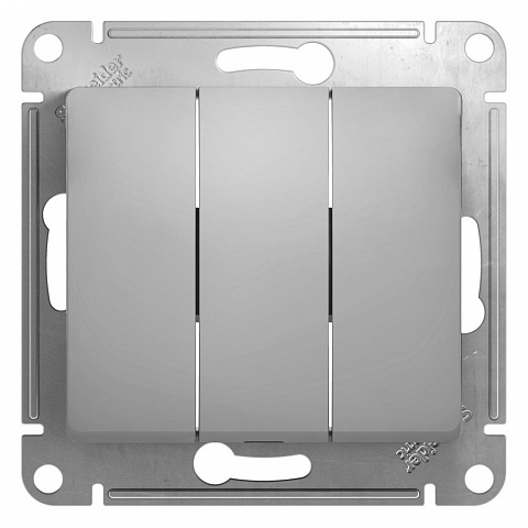 Systeme Electric Glossa Алюминий Выключатель 3-клавишный, сх.3, 10АХ