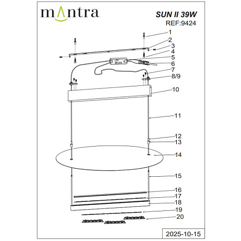 Подвесная люстра Mantra 9424