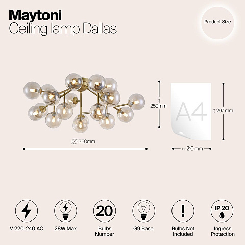 Накладная люстра Maytoni MOD545PL-20G