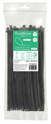 Systeme Electric Стяжка кабельная 380х7.6 Чёрная (100шт)