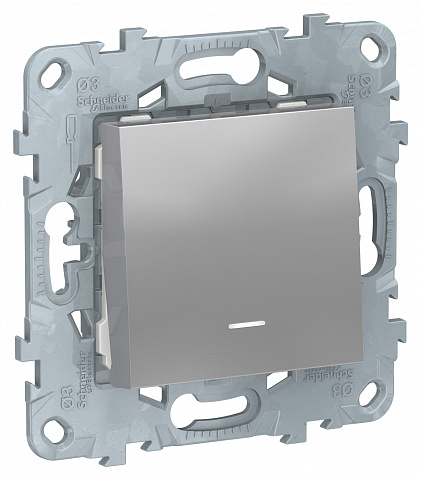 Schneider Electric Unica New Алюминий Выключатель 1-клавишный, с подсветкой, сх. 1а
