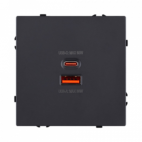 Розетка USB A+C 65W, черный матовый Kollinger Eclipse EC-024BK