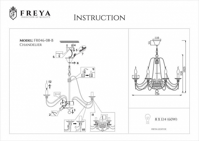 Подвесная люстра Freya FR2046-PL-08-BR