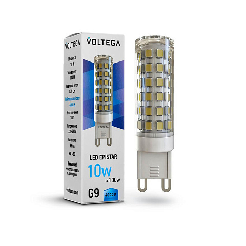 Лампа светодиодная Voltega G9 10W 4000К прозрачная VG9-K1G9cold10W 7039