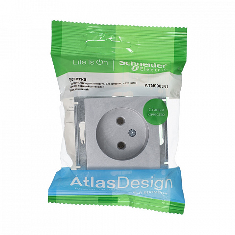 Systeme Electric AtlasDesign Алюминий Розетка б/з, 16А, механизм