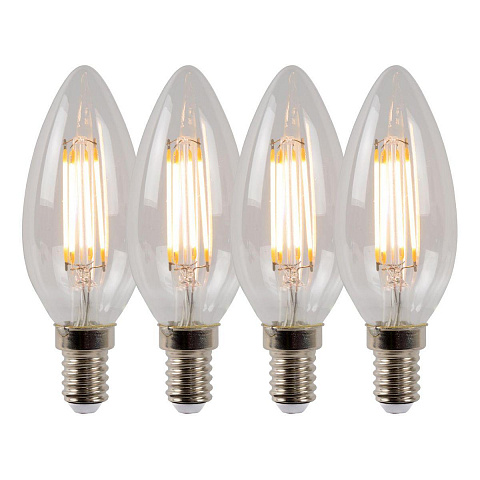 Лампа светодиодная диммируемая Lucide E14 4W 2700K прозрачная 49023/14/60