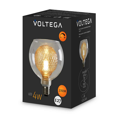 Лампа светодиодная филаментная Voltega 271 E27 4W 2700K желтая 8546