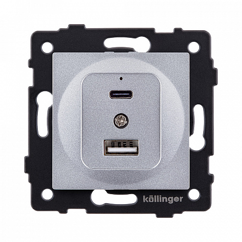 Розетка USB A+C 20W, серый Kollinger REA-037GY для Aspekt, Eleganz, Reflex