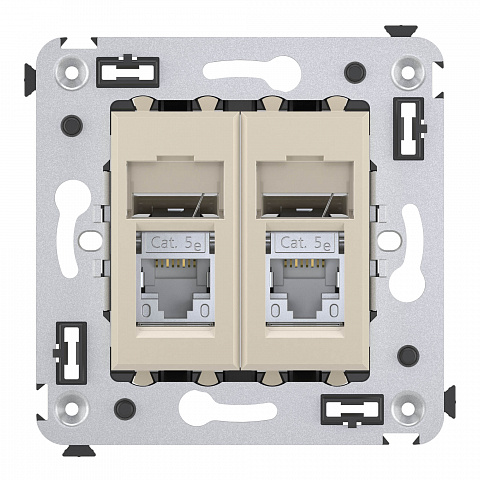 DKC Компьютерная розетка RJ-45 в стену, кат.5e двойная экранированная,"Avanti", "Ванильная дымка"