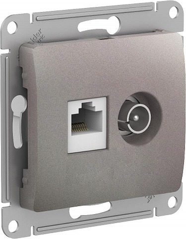 Systeme Electric Glossa Платина Розетка двойная TV + компьютерная RJ45, кат. 5Е