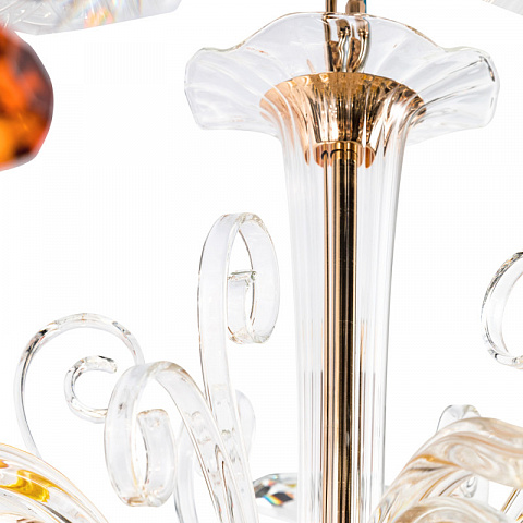Подвесная люстра Crystal Lux CATARINA SP8 V2 GOLD/TRANSPARENT-COGNAC