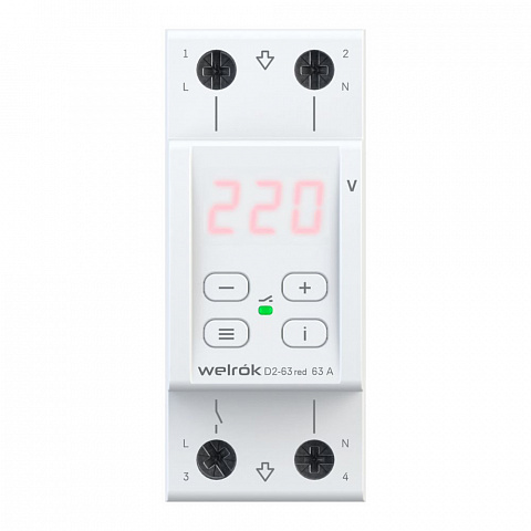 Welrok D2-63 red реле напряжения 63 А (max 80 A) 13 900 ВА