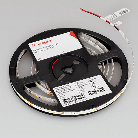 Светодиодная лента Arlight 14,4W/m 120Led/m 2835SMD теплый белый 5M UL-A120-8mm 24V Warm3500 042303