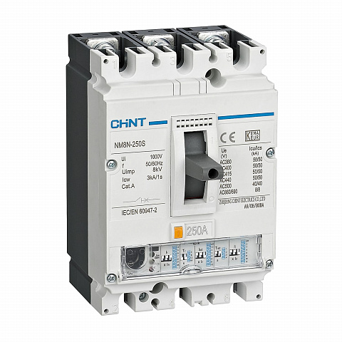 CHINT Авт. выкл. NM8N-250S EN 3P 250А 50кА с электронным расцепителем (R)