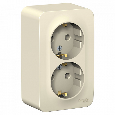 Systeme Electric Blanca наруж Молочная Розетка 2-ая с/з без шторок, 16А, 250В