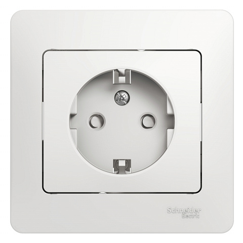 Systeme Electric Glossa Бел Розетка с/з со шторками (в сборе с рамкой)