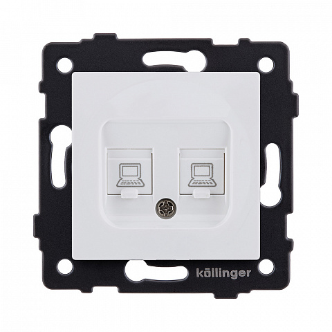 Розетка двойная Ethernet RJ45 Cat.5, белый матовый Kollinger REA-019WM для Aspekt, Eleganz, Reflex