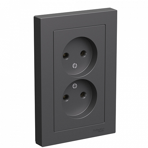 Systeme Electric AtlasDesign Базальт Розетка двойная б/з,16А, в сборе