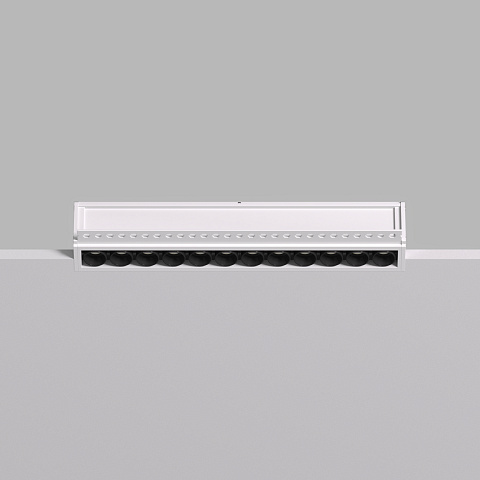 DK2532-WB Встраиваемый светильник SPACE со светодиодом под шпатлевку L240mm 220V 20W 38° 4000К IP20 белый/черный алюминий