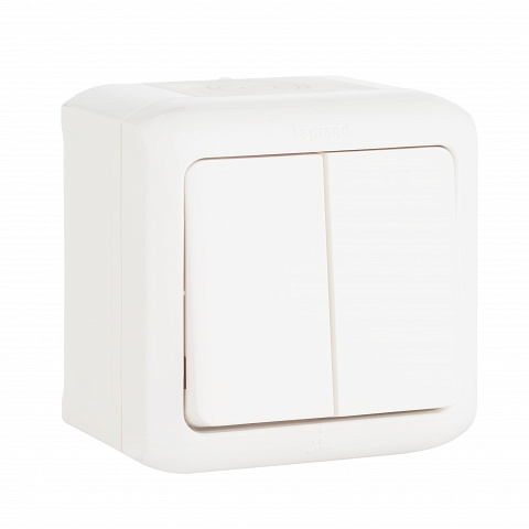 Legrand Quteo Белый Выключат 2-клавишный IP44 10А