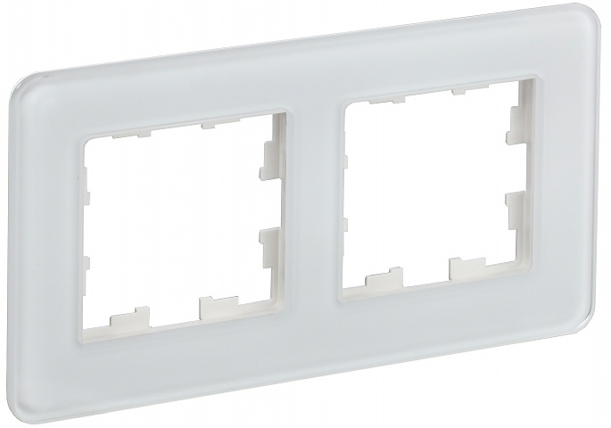 IEK BRITE DECOR Белый матовый стекло скругл.угол Рамка 2-м РУ-2-2-Бр RE
