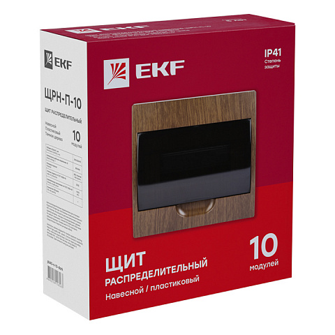 EKF PROxima Щит распределительный навесной ЩРН-П-10 темное дерево IP41