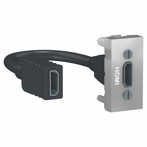 Schneider Electric Unica Modular Алюминий Розетка HDMI, 1 модуль