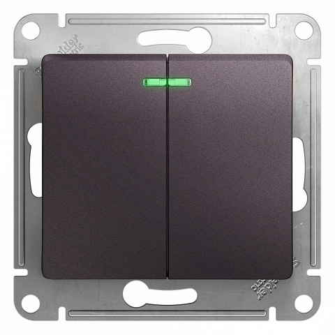 Systeme Electric Glossa Сиреневый туман Выключатель 2-клавишный с подсветкой, сх.5а, 10AX