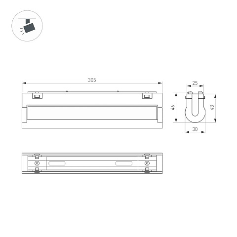 Трековый светодиодный светильник Arlight Mag-Vibe-Flat-Turn-L305-12W Day4000 044450