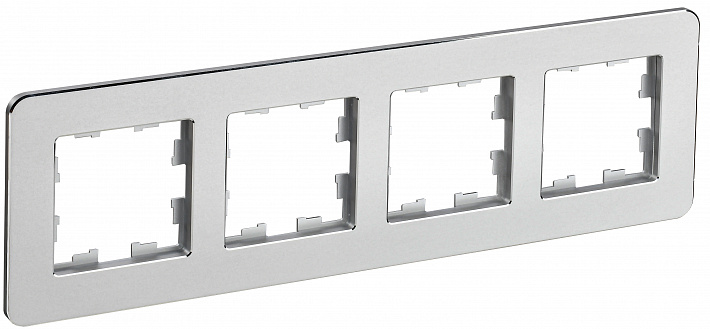 IEK BRITE DECOR Алюминий металл. скругл.угол Рамка 4-м РУ-4-1-Бр RE