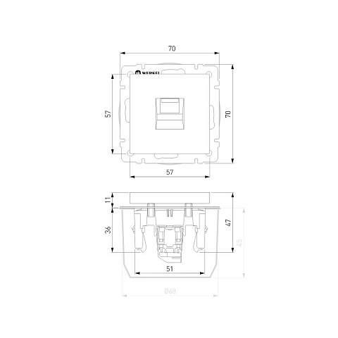 Телефонная розетка RJ-11 Werkel черный матовый WL08-RJ-11 4690389086755
