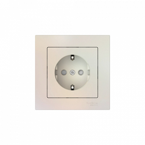 Systeme Electric AtlasDesign Жемчуг Розетка с заземлением со шторками, 16А, в сборе, быстрозажим. клем.