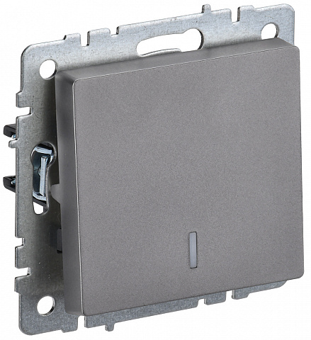 IEK BRITE BASE Сталь Выключ. 1-кл. прох. с инд. 10А ВС10-1-7-БрС