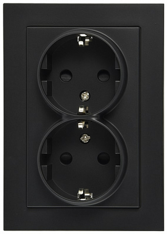 Jasmart G Черный матовый Розетка с/з двойная со шторками 16A 250V~