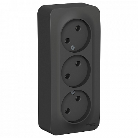Systeme Electric Blanca наруж Антрацит Розетка 3-ая б/з без шторок 16А, 250В, изолир. пластина